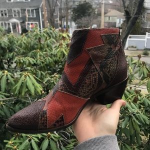 Snakeskin patchwork LF boots